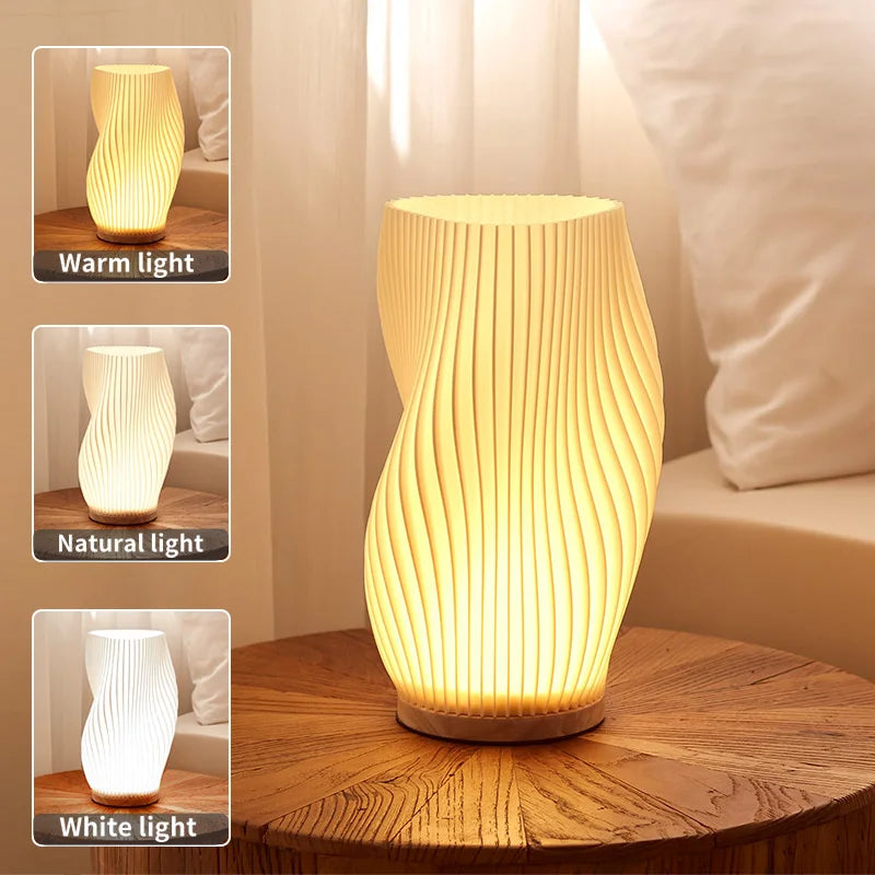 3D Desk Lamp Pleated Bedroom Bedside Lamp 3 Levels Dimmable Desk Lights LED Night Light Coffee Shop Card Seat Atmosphere Lamp